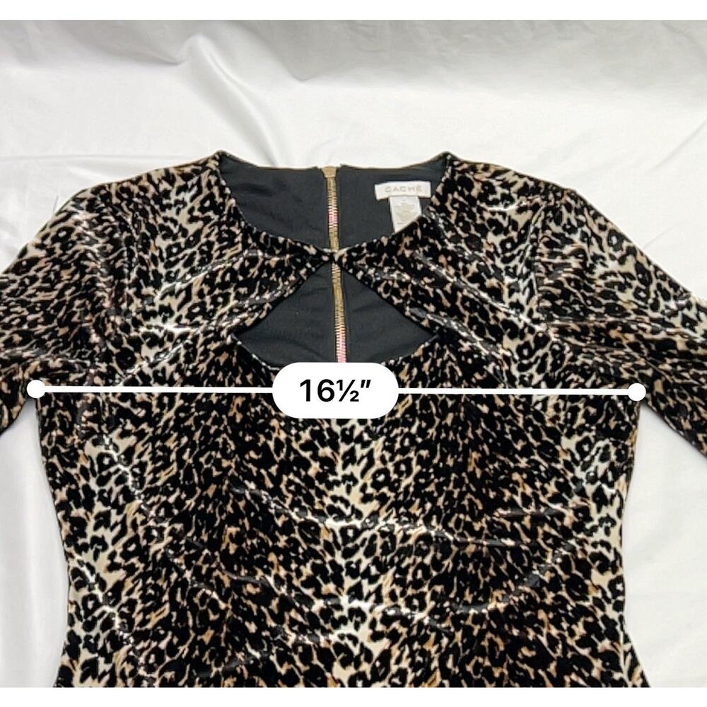 Cache Velvet Leopard Print Keyhole Bodycon Long S… - image 8